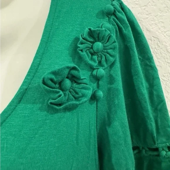 Anthropologie Minuet Green Fit and Flare Short Sleeve Dress - Picture 2 of 4